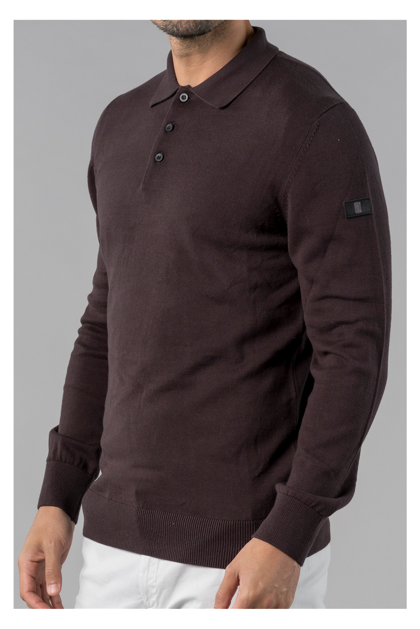 Brad long sleeve knitted polo