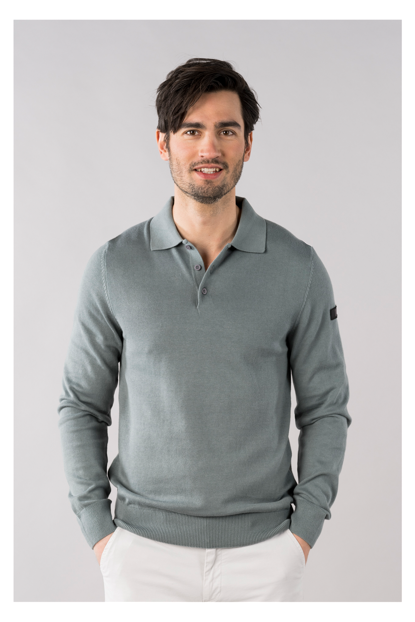 Brad long sleeve knitted polo