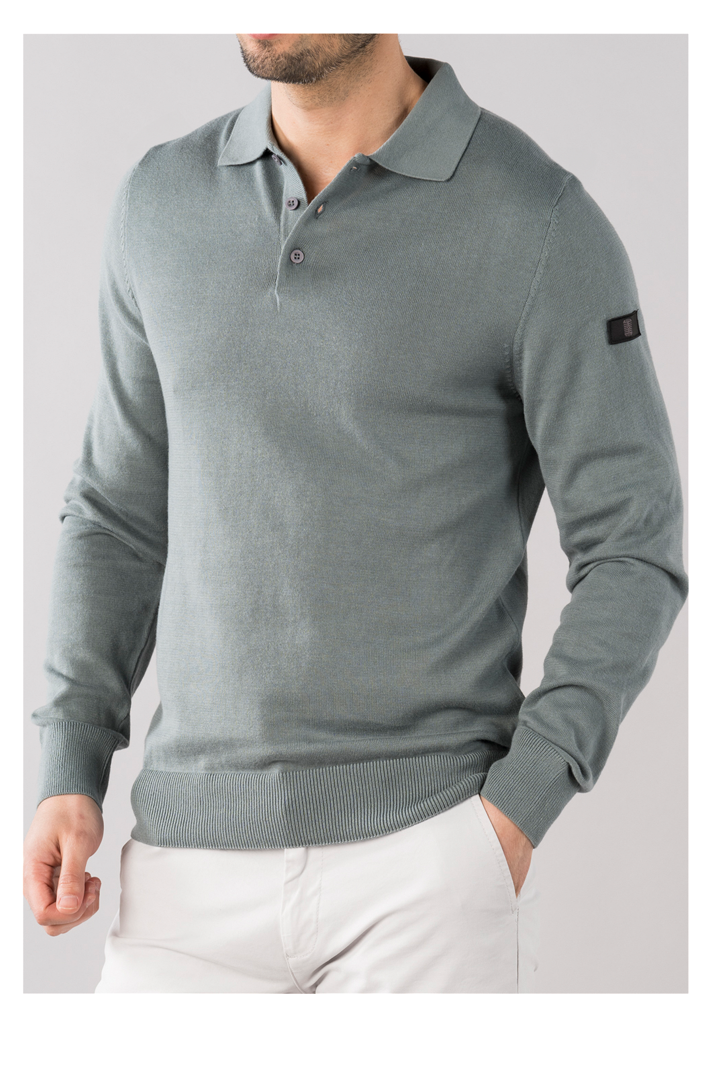 Brad long sleeve knitted polo