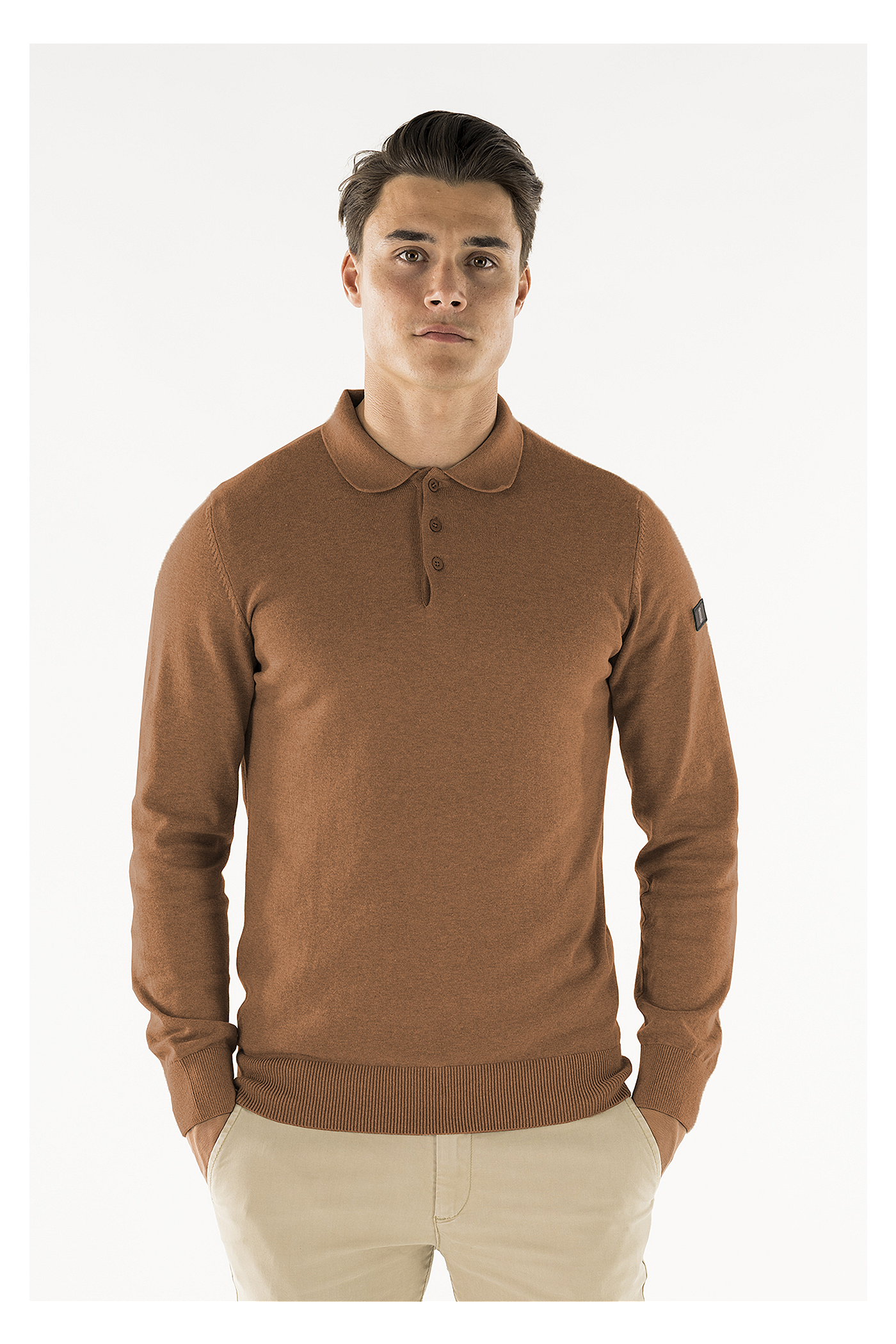 Brad long sleeve knitted polo