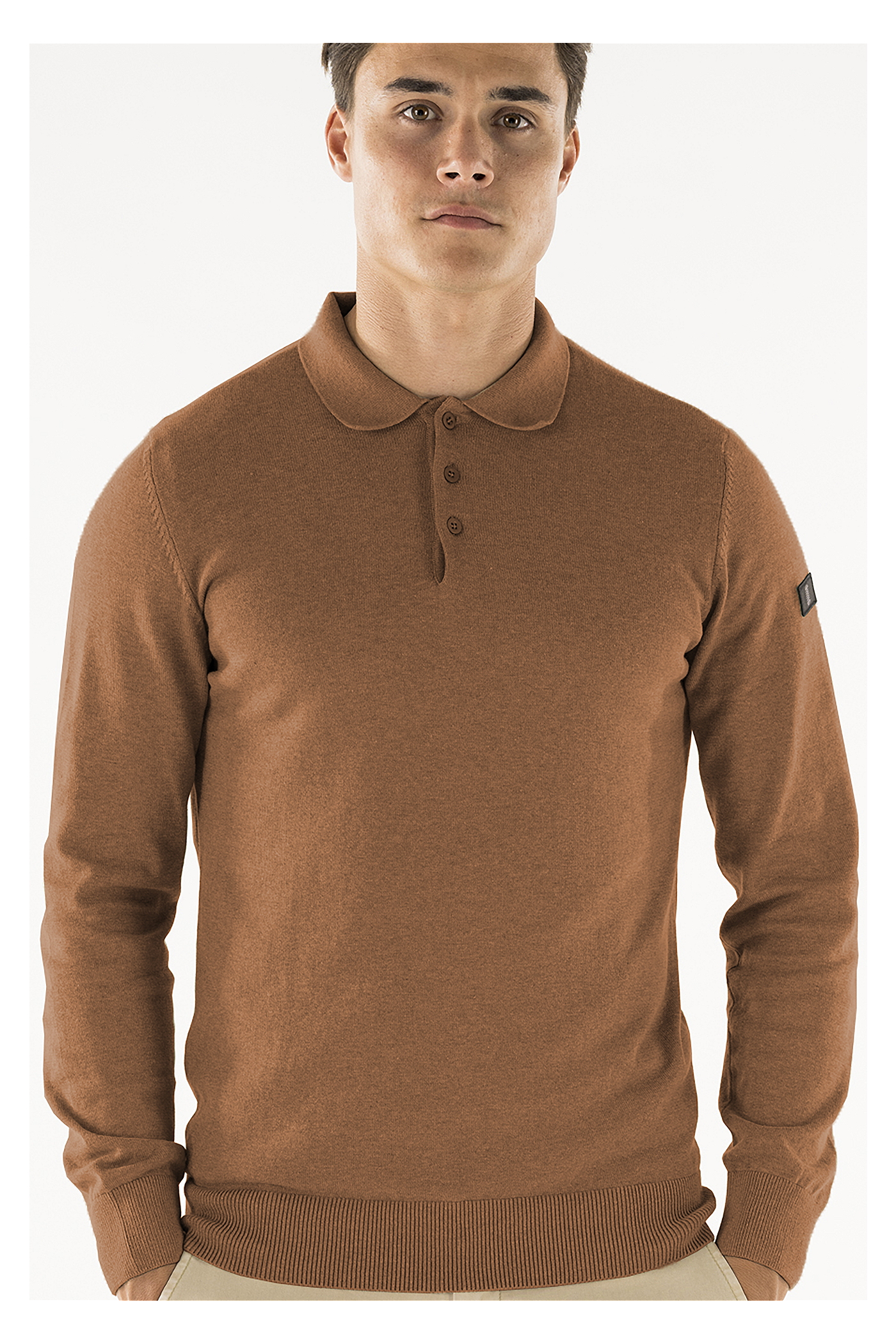 Brad long sleeve knitted polo