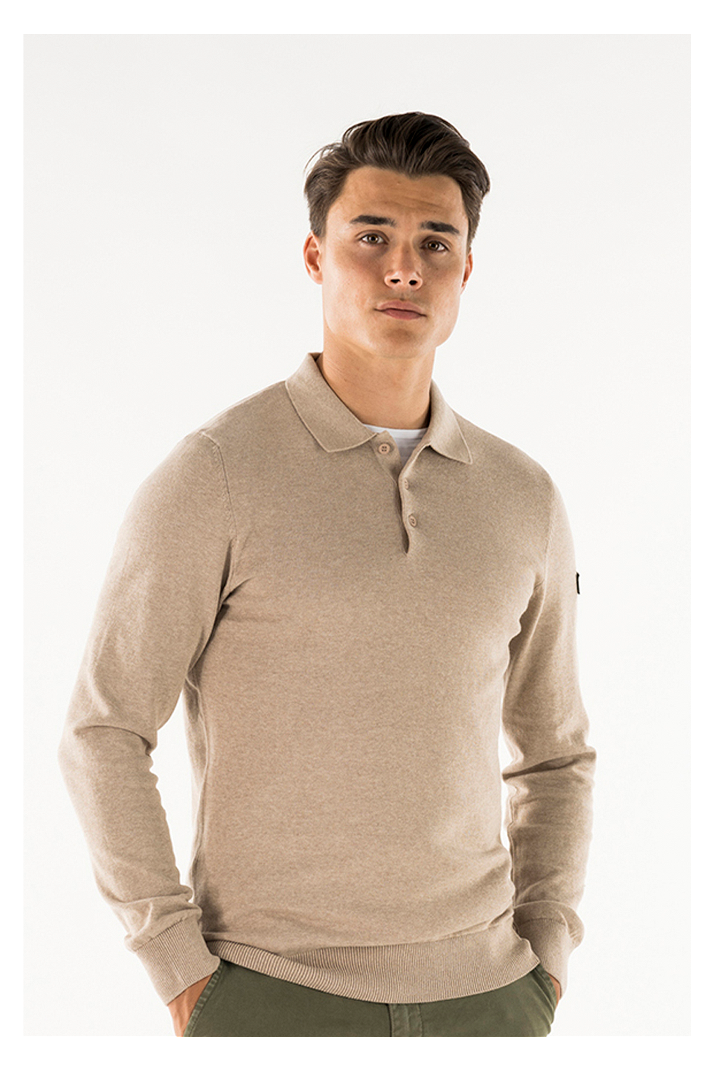 Brad long sleeve knitted polo