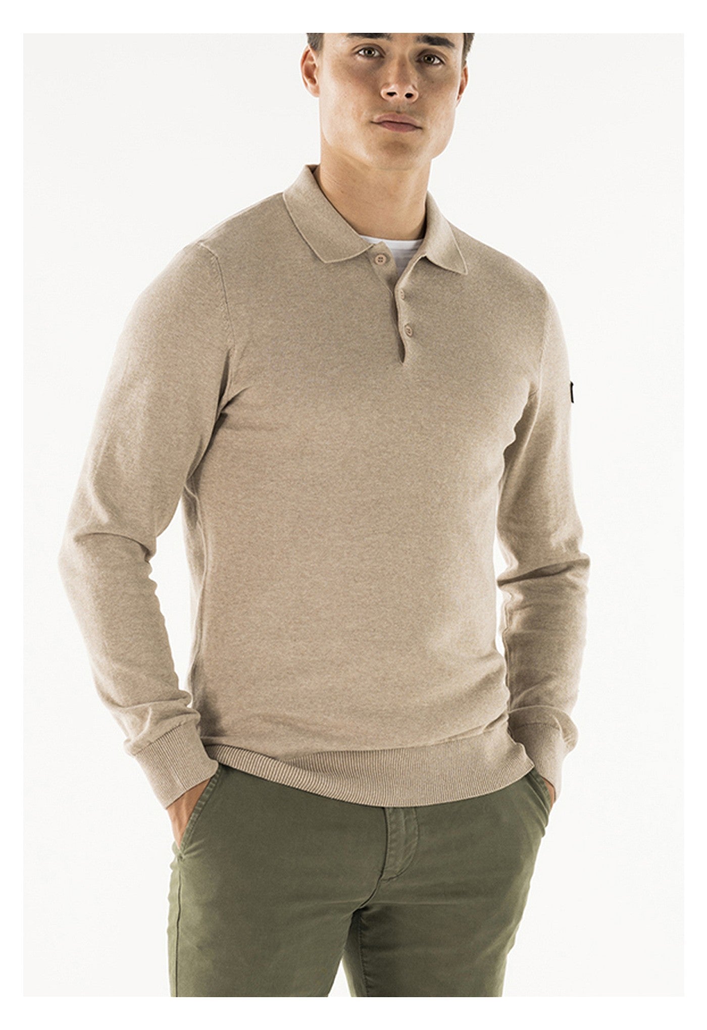 Brad long sleeve knitted polo