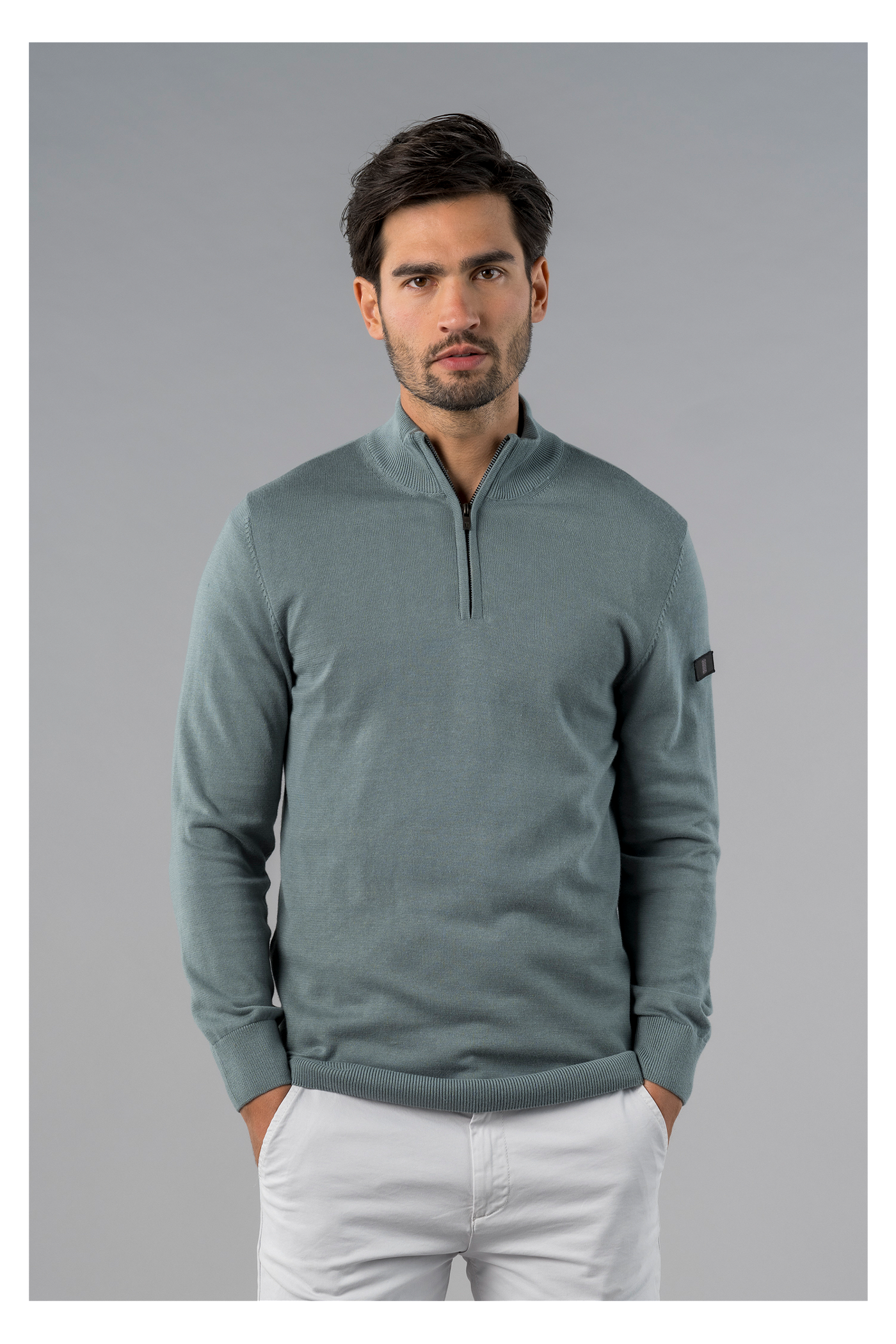 Lewis zip knitted pullover